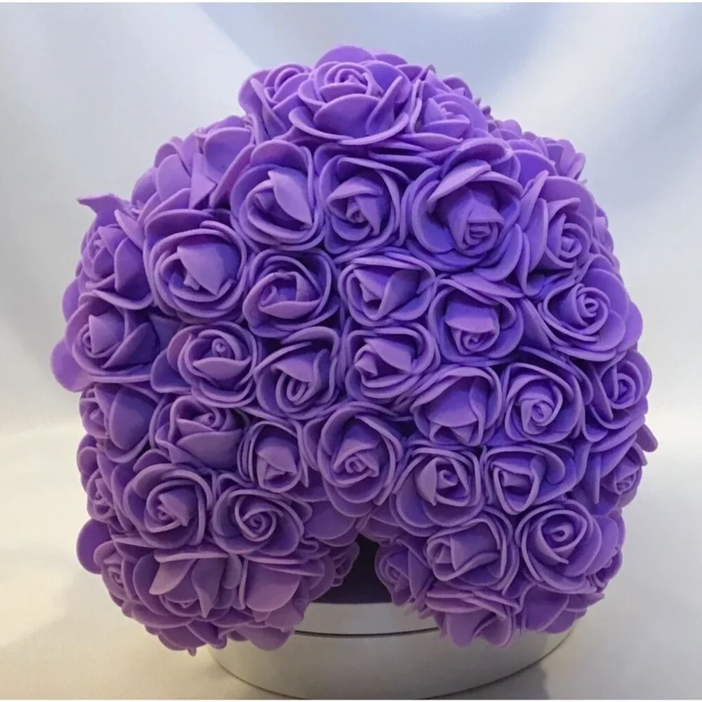 Purple Artificial Flower Eternal Rose Teddy Bear 9 inches